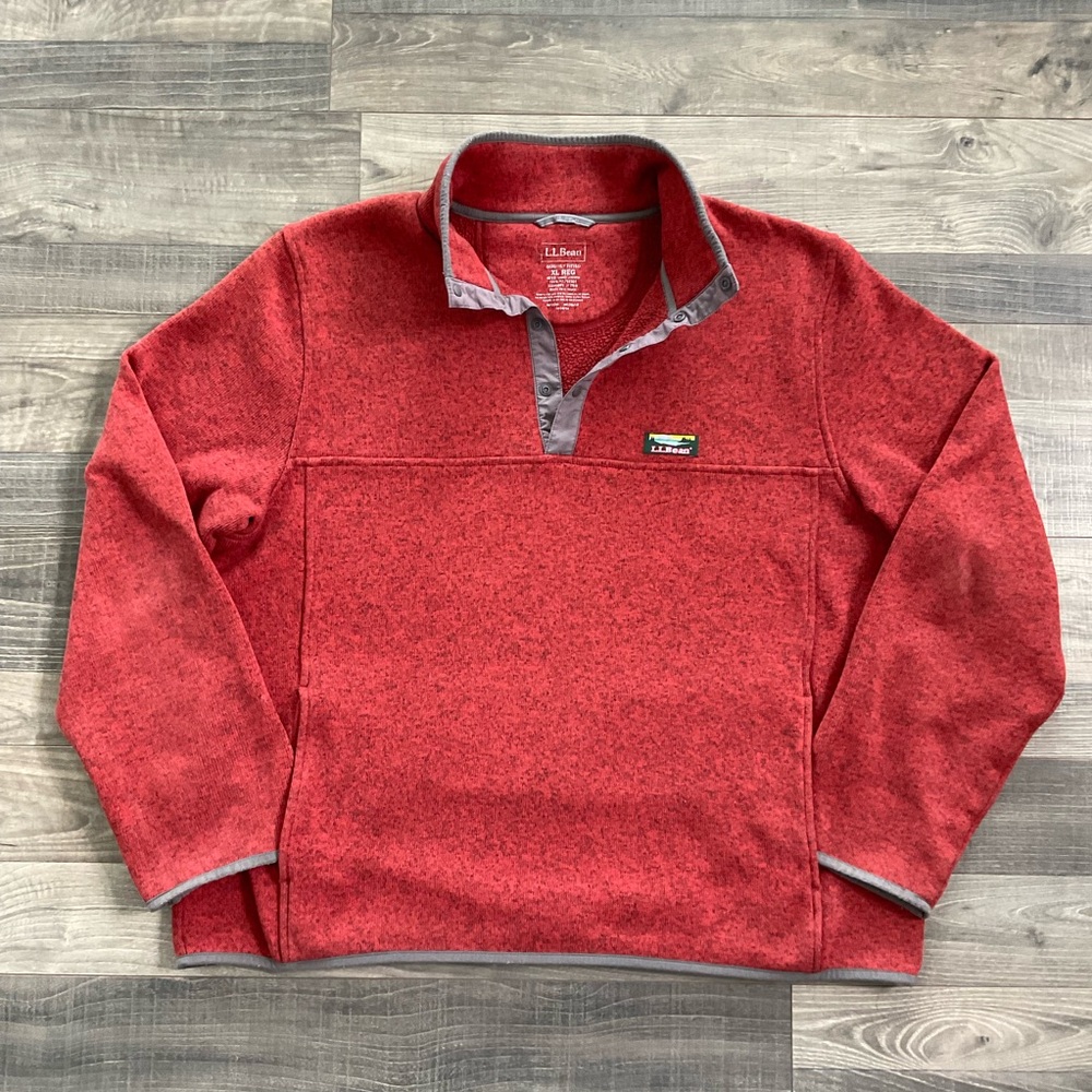 LL Bean Sweater Fleece Pullover 
# 298050
Men’s XL - Slightly Fitted
Red Black